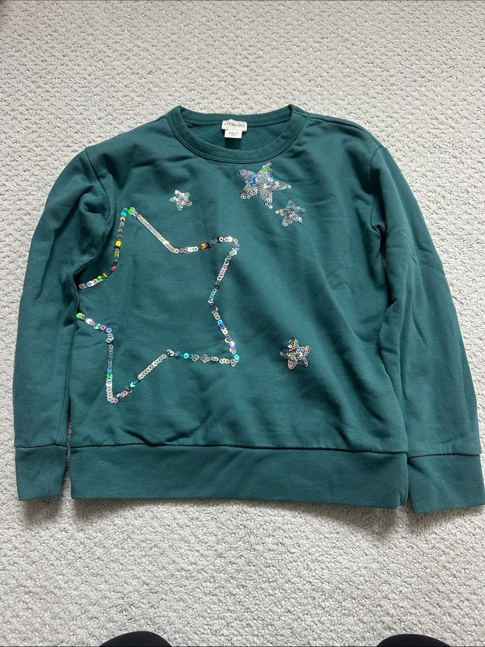 Crewcuts Teal Green Sequin Star Sweatshirt